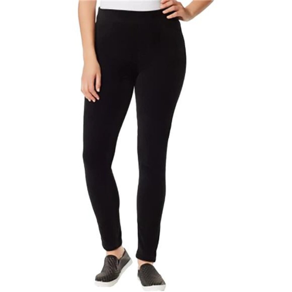 Gloria Vanderbilt Pull On Skinny Knit Corduroy Mid Rise Pants (Black, XX-Large)